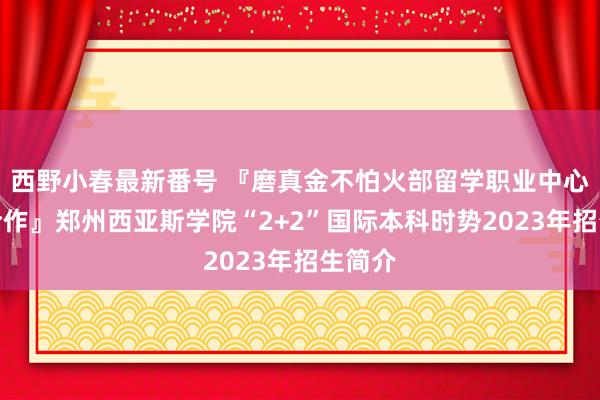 西野小春最新番号 『磨真金不怕火部留学职业中心巨擘合作』郑州西亚斯学院“2+2”国际本科时势2023年招生简介