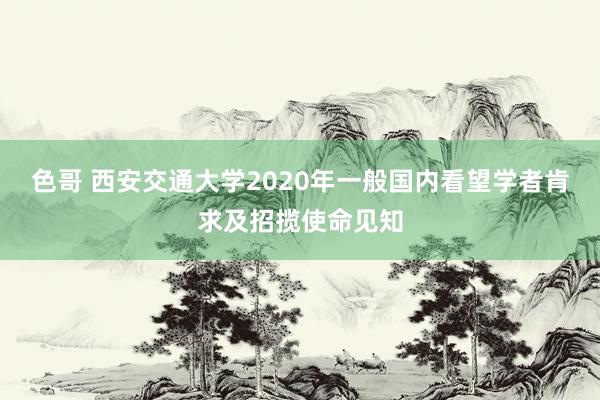 色哥 西安交通大学2020年一般国内看望学者肯求及招揽使命见知