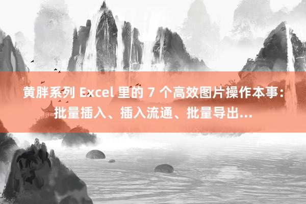 黄胖系列 Excel 里的 7 个高效图片操作本事：批量插入、插入流通、批量导出...