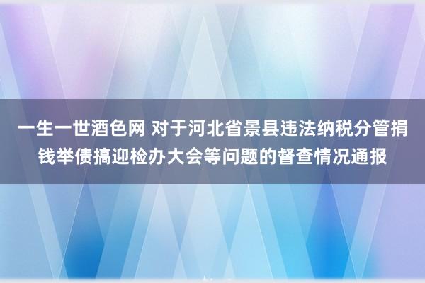 一生一世酒色网 对于河北省景县违法纳税分管捐钱举债搞迎检办大会等问题的督查情况通报